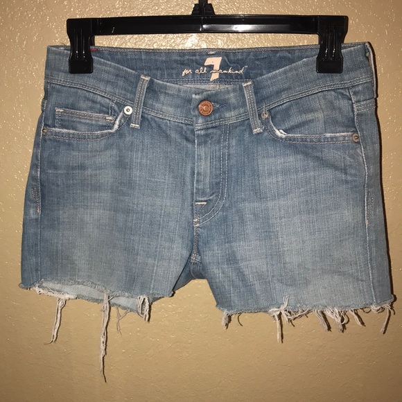 7 For All Mankind Pants - 7 For All Mankind Distressed Denim Shorts